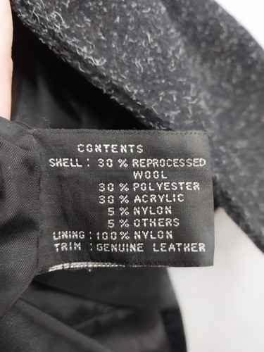 MAGGIE LAWRENCE PEACOAT WOMENS SZ 16 WOOL BLEND BUTTON DOWN LEATHER TRIM JACKET - Picture 4 of 7