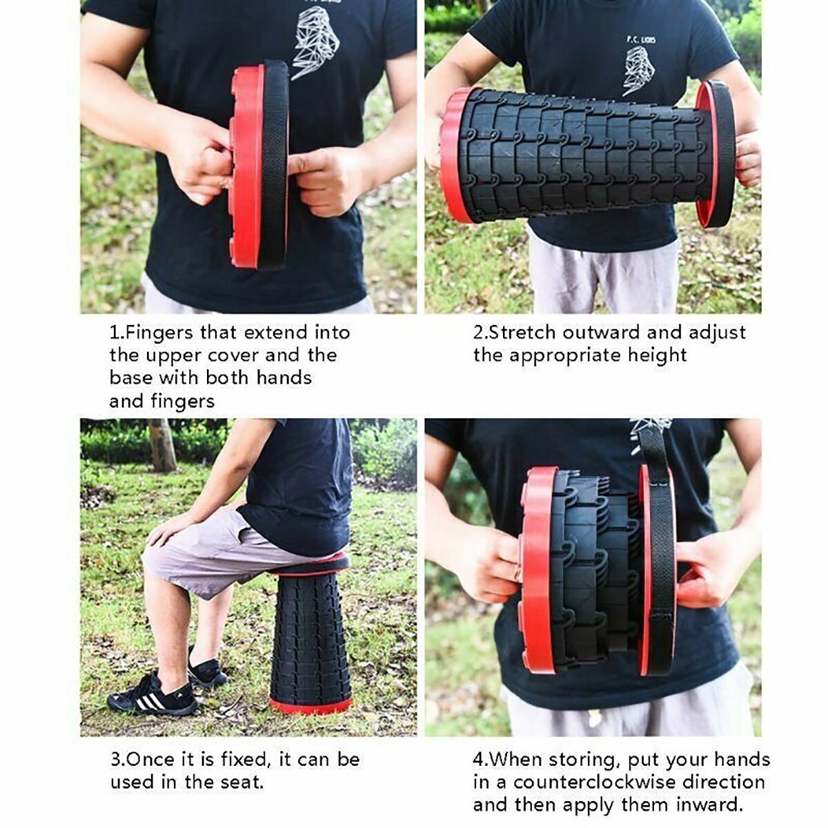 Yexati 4 Pezzi Sgabelli Pieghevoli Portatili Con Cuscino - Supporta Fino A 180kg, Ideale Per Casa, Giardino, Campeggio E Eventi - Foto 4