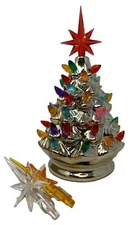 RJ Legend Mini Champagne Ceramic Christmas Tree 9.6" LightUp Holiday Decor