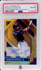 2021 Ronald Acuna Jr. PSA 8 Chronicles Gold Standard Auto Holo Platinum Blue 1/1