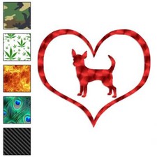 Love Chihuahua Dog Heart, Vinyl Decal Sticker, 40 Patterns  3 Sizes, 1439