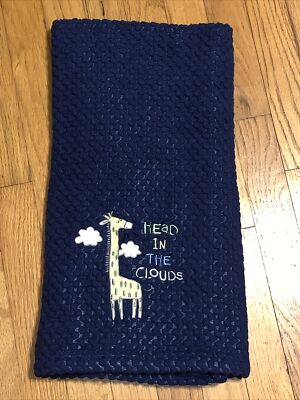 HTF RN 36753 Blue ''HEAD IN THE CLOUDS'' Giraffe Baby Blanket