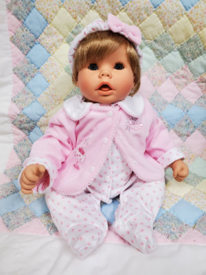 19'' Snuggle Kids Doll | Soft Body with Weighted Pellets | 3 Piece Polka Dot Slee
