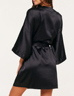 Victoria's Secret Black Satin Polyester Izabella Short Robe Tie Waist One Size — photo 2