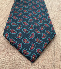 Polo Ralph Lauren Tie Men 100 Silk Navy Paisley Grosgrain 56" Hand Made In USA