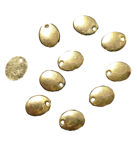 Jewelry blank stamping discs 10 oval GOLD plt disks signature tags CFP008 - Foto 1 di 3