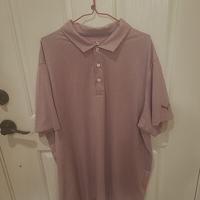 Puma Polo Shirt Men's XXL 2XL Dry Cell Golf Rhubarb Heather Geometric Pattern