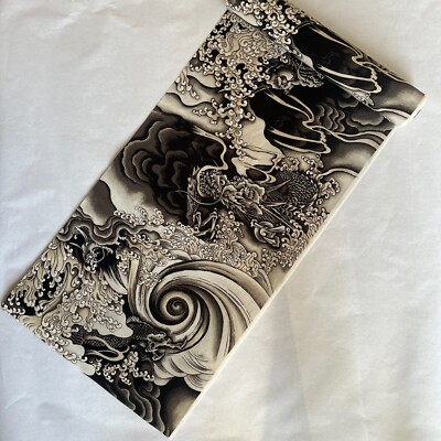 Japanese Kimono Original fabric roll Washable Polyester Black Dragon For crafts