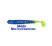 Charlie Brewer's 3" Bass Slider Grub CBSBGF6 Blue Ice/Chartreuse Tail, 30ct
