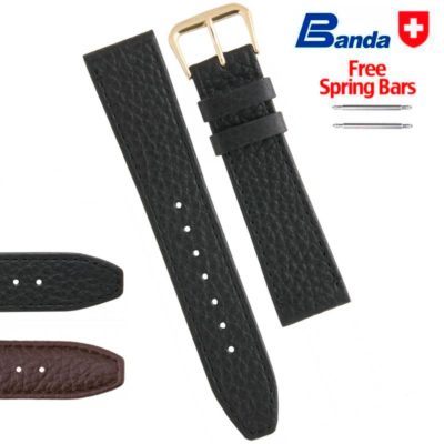 Banda Premium Grade Calfskin Buffalo Grain Leather Watch Bands (Sizes 10 - 20mm)