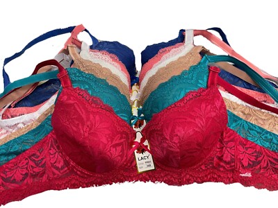 Lot 6 Bras Lace Cami Soft Light Weighted Easy Support Padded B 32 34 #99005