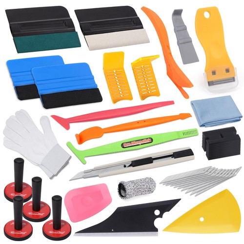 Autofolie Werkzeug Set PPF Schaber Filzrakel 4 Magnete Folierung Car Wrapping DE
