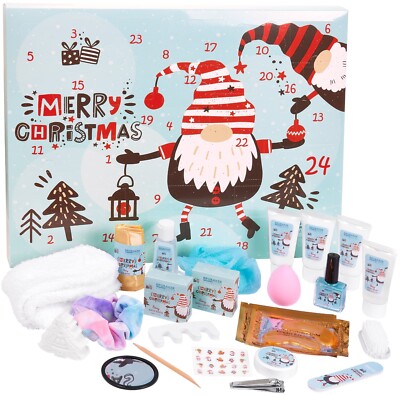 Beauty Adventskalender Wichtel Blau Rot Xmas 24 x Kosmetik für Frauen Mädchen