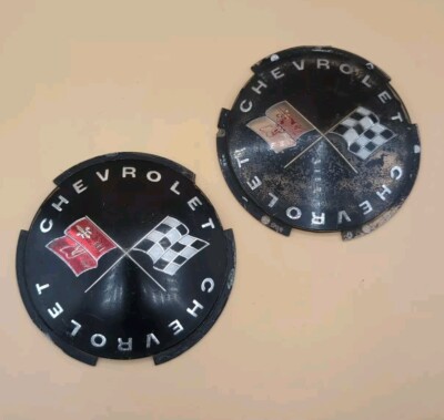 2 Original 1961 Chevrolet Impala Belair Biscayne Hubcap Wheel Cover Emblem Lot 