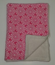 HB Hudson Baby Pink White Medallion Circle Blanket Girl Fleece Lovey 30" x 40"