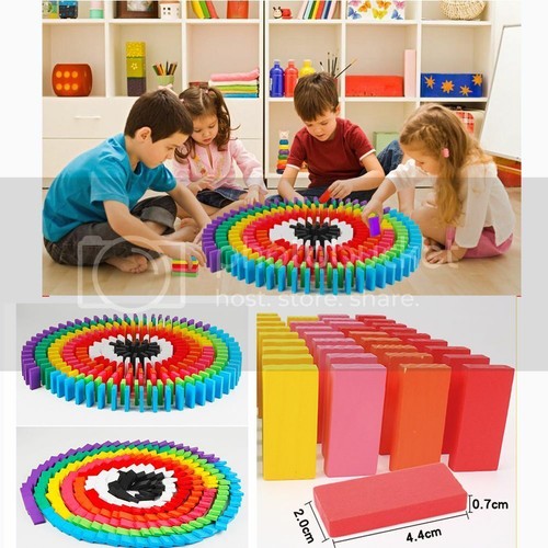 600er Dominosteine Holz holzbausteine Bauklötze Holzklötze Kinde Domino Spielzeu - Bild 14 von 15