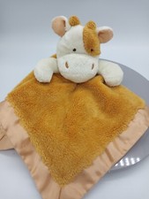 Orangish Brown/White Cow Plush Lovey Security Blanket Satin Back 14.5" x 14.5"