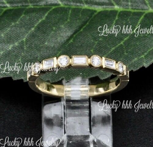 14k Solid White Gold ladies Natural Diamond Ring 0.43 ct Baguette band VS1 G