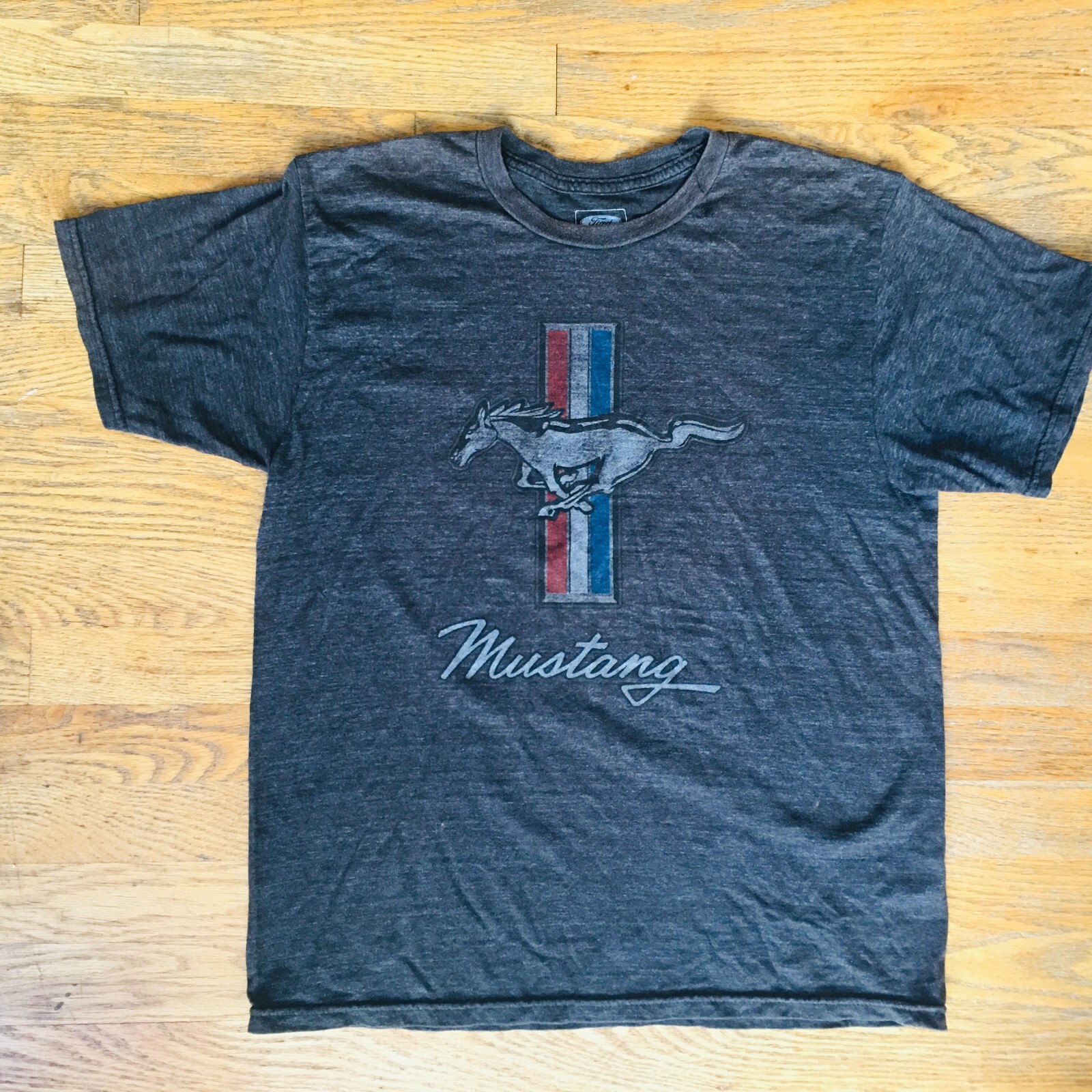 T shirt Ford Mustang Pony Classic Logo Grigio Taglia Large