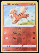Pokemon TCG Growlithe 019/195 Silver Tempest Reverse Holo Common Card - NM
