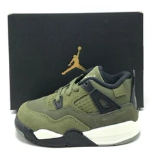 *NEW* TODDLER KIDS NIKE AIR JORDAN 4 RETRO SE CRAFT (TD) OLIVE (FB9930 200)👍
