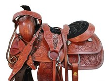 WESTERN TRAIL SADDLE 15 16 17 18 FLORAL TOOLED LEATHER HORSE PLEASURE TACK SET