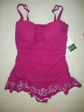 Profile by Gottex Violet 1 PC Laser Cut Underwire Swimdress Sz 8 D Cups NWT