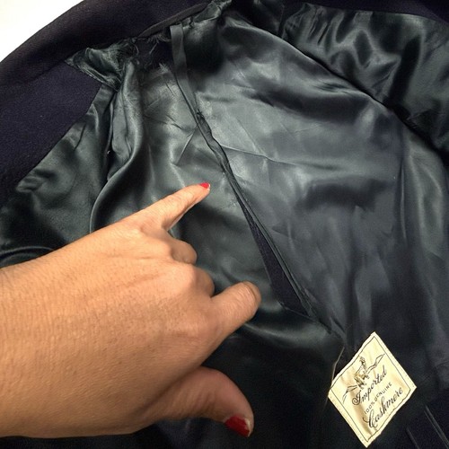 VTG Daniels & Fisher 100% Cashmere Overcoat 40 X Long Navy Blue Custom Tailored - Picture 11 of 13