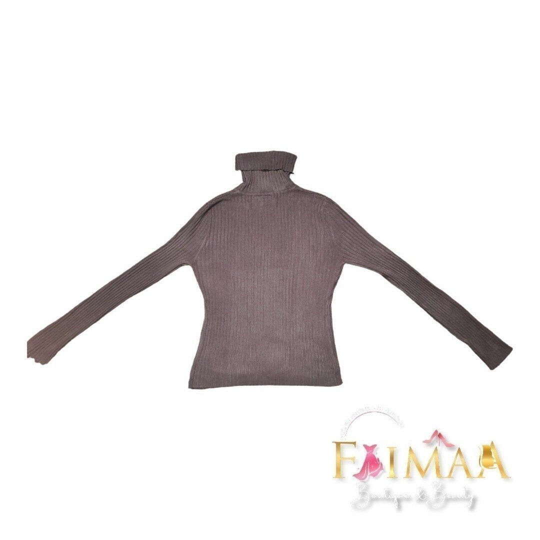 Brown Ribbed Long Sleeve Turtleneck Top by Liv Size XL FREE SHIPPING