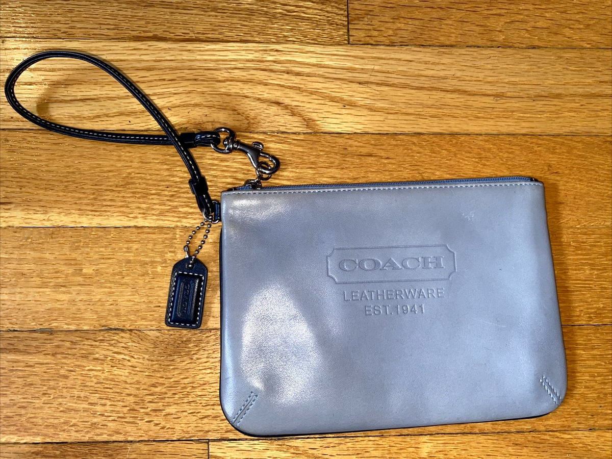 Coach Clutch Wallet Wristlet Pouch Y2K Vintage Blue Leather Logo 