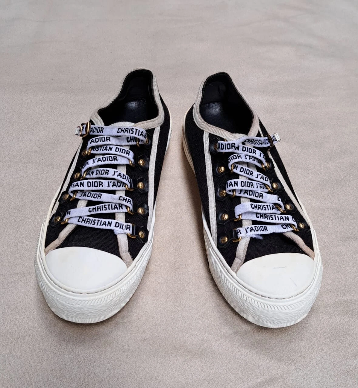Baskets Dior Walk'n'Dior en toile noir/blanc taille 37 EU