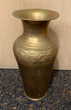 14.5  Vintage Brass Grape Leaves Umbrella Stand/ Cane Holder/ Floor Vase