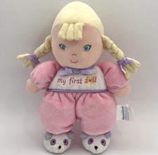 Garanimals My First Doll Soft Plush Rattle Blonde Braids Baby Toy Lovey 8.5 Inch