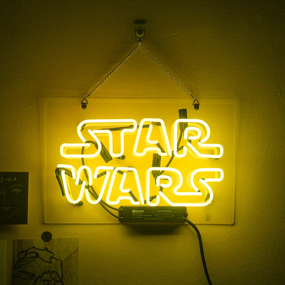 Letrero de neón 14"x9" Guerra de las Galaxias luz de noche fiesta hombre cueva pared colgante arte decoración Foto 3 de 4
