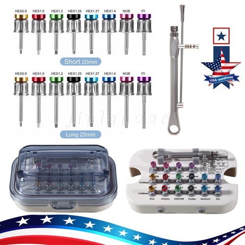 Dental Universal Implant Kit Abutment Hand Driver Hex Screwdriver Long+Short US - Bild 8 von 24