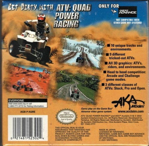 ATV Quad Power Racing GBA (Nuevo Sellado de Fábrica Versión de EE. UU.) Game Boy Advance - Imagen 2 de 2