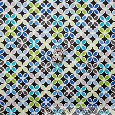BonEful Fabric FQ Cotton Quilt Black White B&W Blue Gray Green Calico Dot Stripe