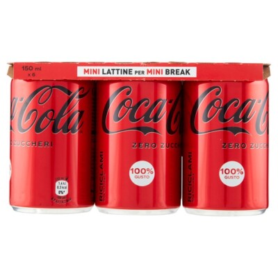 72x Coca-Cola Zero Mini Dose ohne zucker Italian alkoholfreies Getränk 150ml