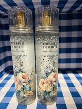2 BATH  BODY WORKS DRESSED IN WHITE FINE FRAGRANCE MIST BODY SPRAY 8OZ LARGE