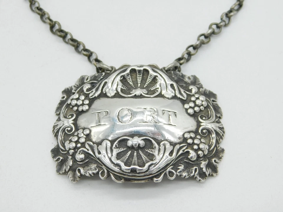 Antigua etiqueta de jarra de puerto con patrón de concha de plata esterlina Jorge III Londres 1818 Foto 2 de 4