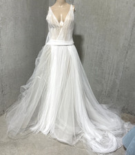 New Vera Wang Couture Frothy Tulle Ivory Nude Long Wedding Gown Dress EU 42 US 8