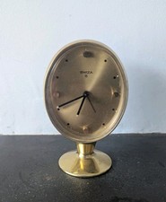 Swiza 8 Oval Egg Gold Alarm Mantle Clock 1970's Mid-century fully working