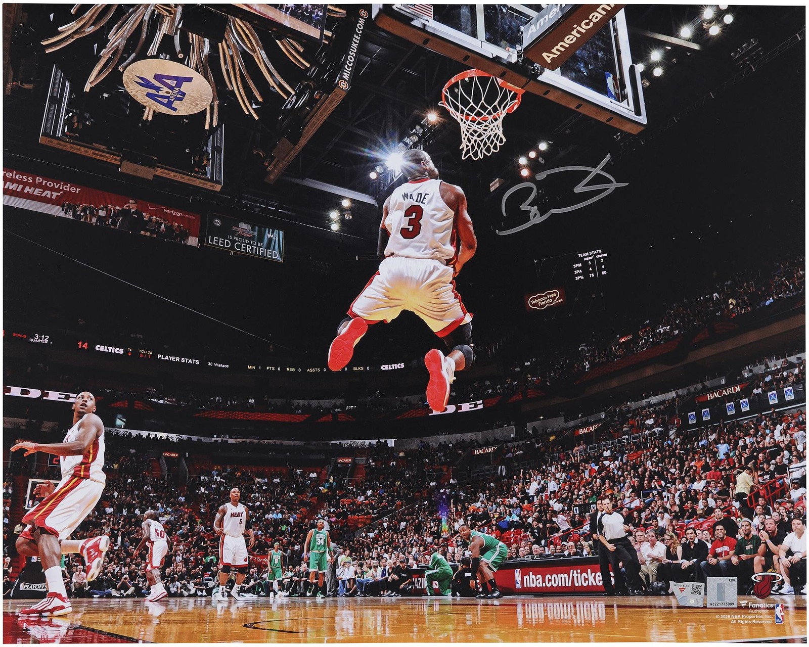 Dwyane Wade Miami Heat Autographed 16" x 20" Reverse Dunk Photograph