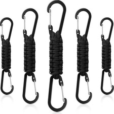 5Pk Paracord Keychain w/ Carabiner Clips D Ring Lanyard Hanger Hook for Outdoor