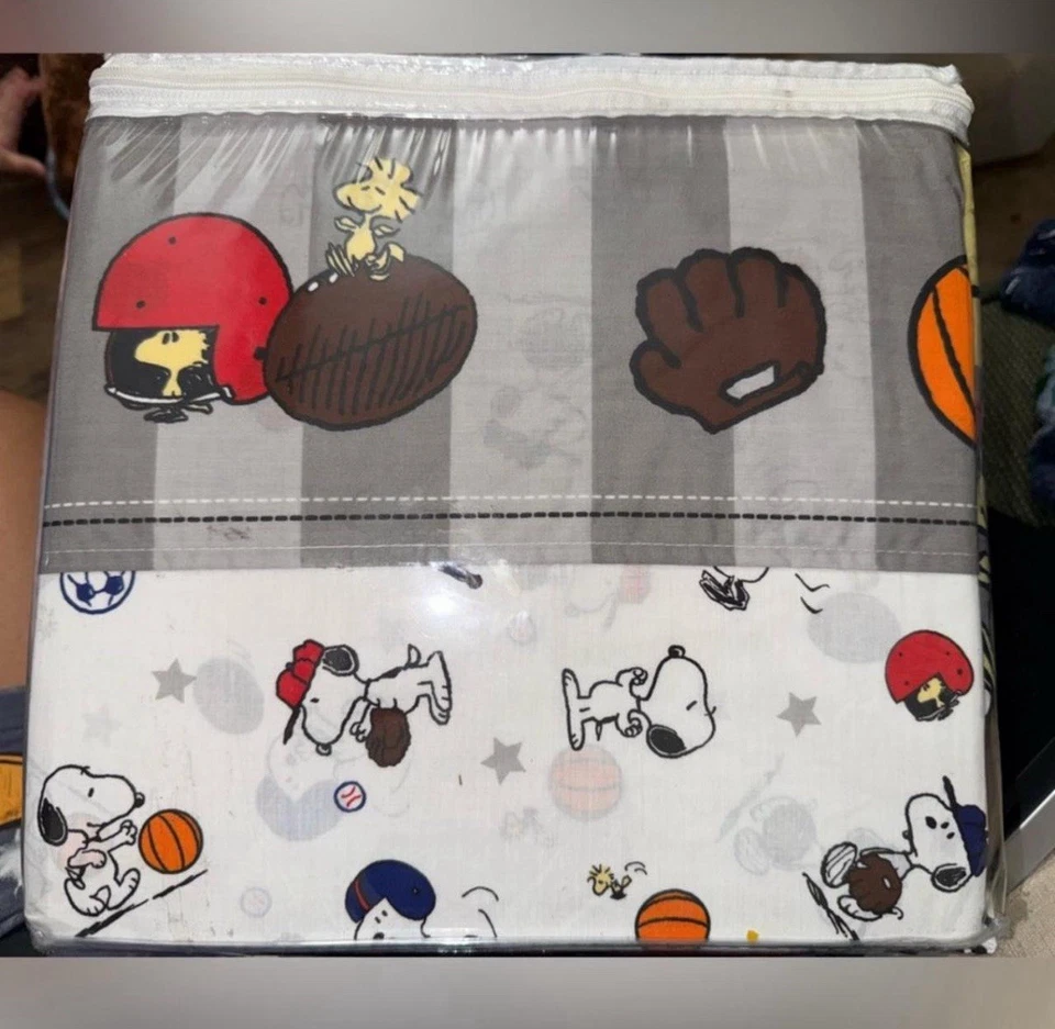 Manta para bebé Lambs & Ivy Snoopy deportes béisbol softbol tema, azul Foto 3 de 4