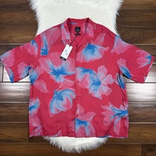 Armani Exchange A|X Size Medium Floral Short Sleeve Boxy Fit Button Up Shirt