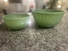 Fire King Jadeite Swirl Mixing Bowl Set of 2 1950s-60s Vintage, 9" 7"
