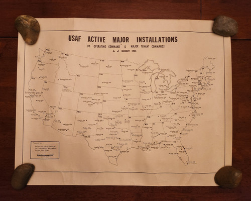 Vintage 1966 United States Air Force USAF Installation Base Map Command SAC TAC