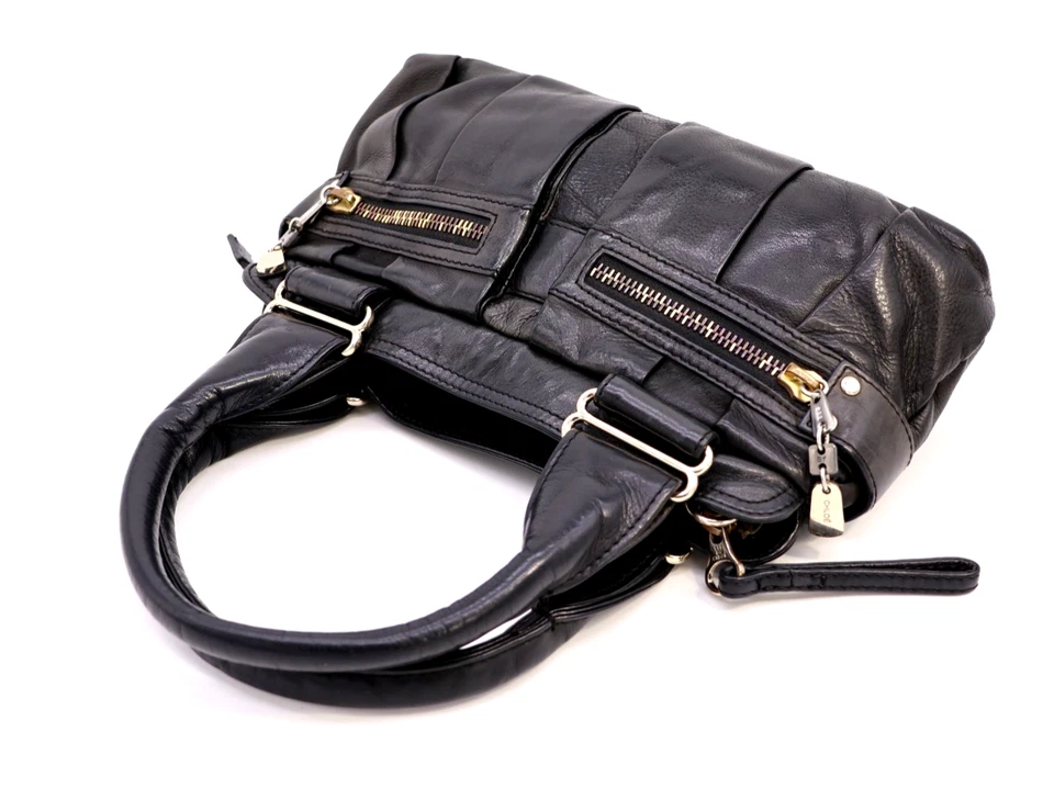 SEE BY CHLOÉ Bolso de Mano Bolso de Hombro 2 Vías Cartera Cremallera Cuero Negro Auténtico Foto 2 de 4