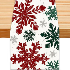 Winter Holiday Table Runner with Snowflakes - 13x72 Inches
